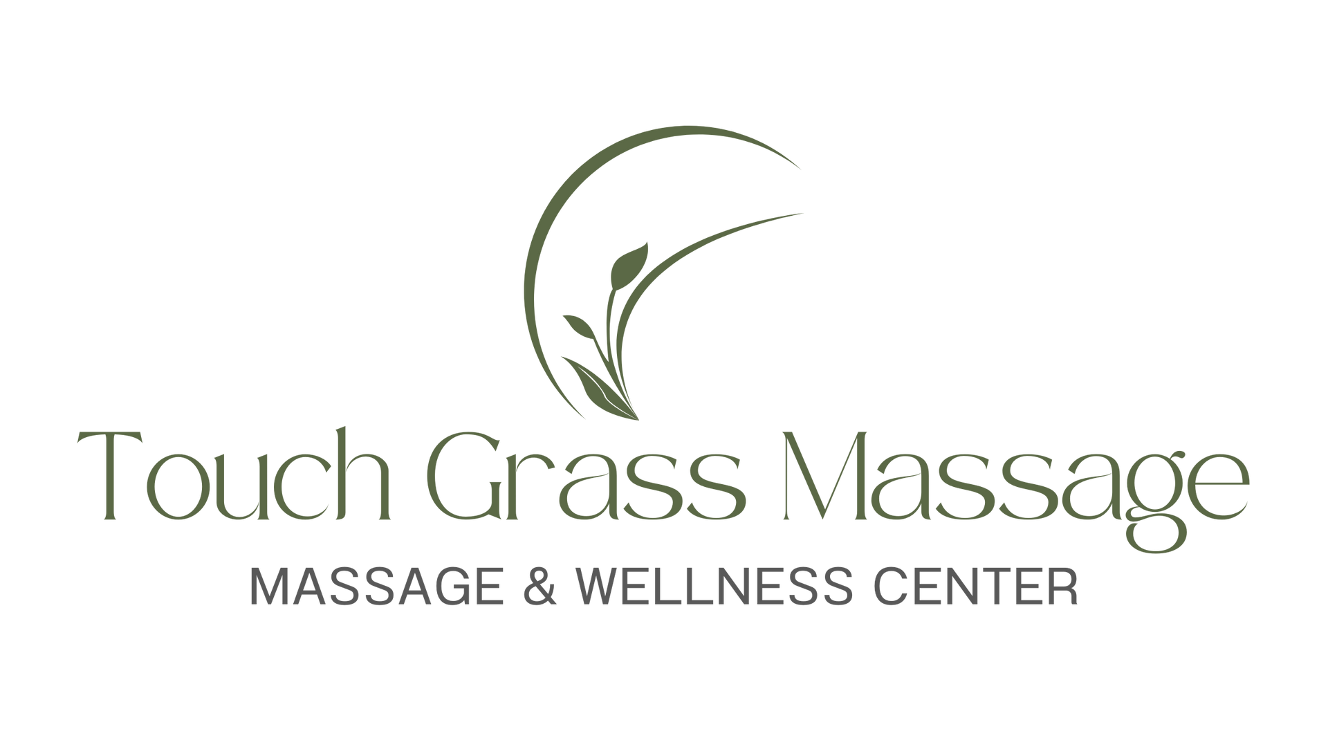 The logo for touch grass massage is a massage and wellness center.