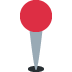 Red balloon with a gray string and weight on a white background