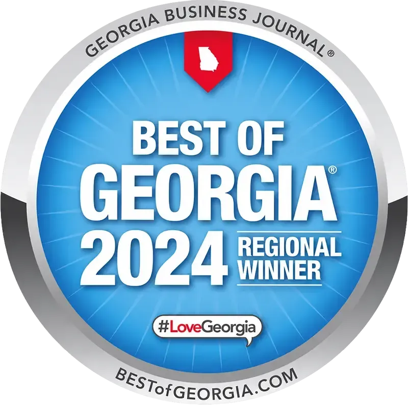 Best of Georgia 2024 Regional Winner badge with blue center and silver border