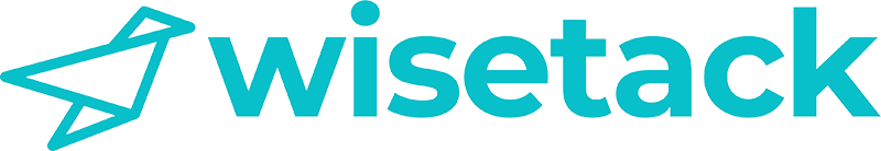 Wisetack logo with turquoise geometric paper-airplane icon and wordmark