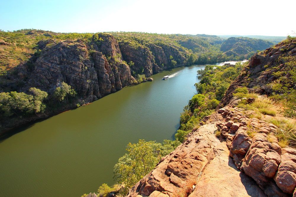 Aerial View of River Nestled Among Cliffs in Katherine — Coleman's Contracting & Earthmoving In Katherine, NT