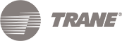Trane logo: gray circle with stylized lines, and the word "TRANE" in gray.