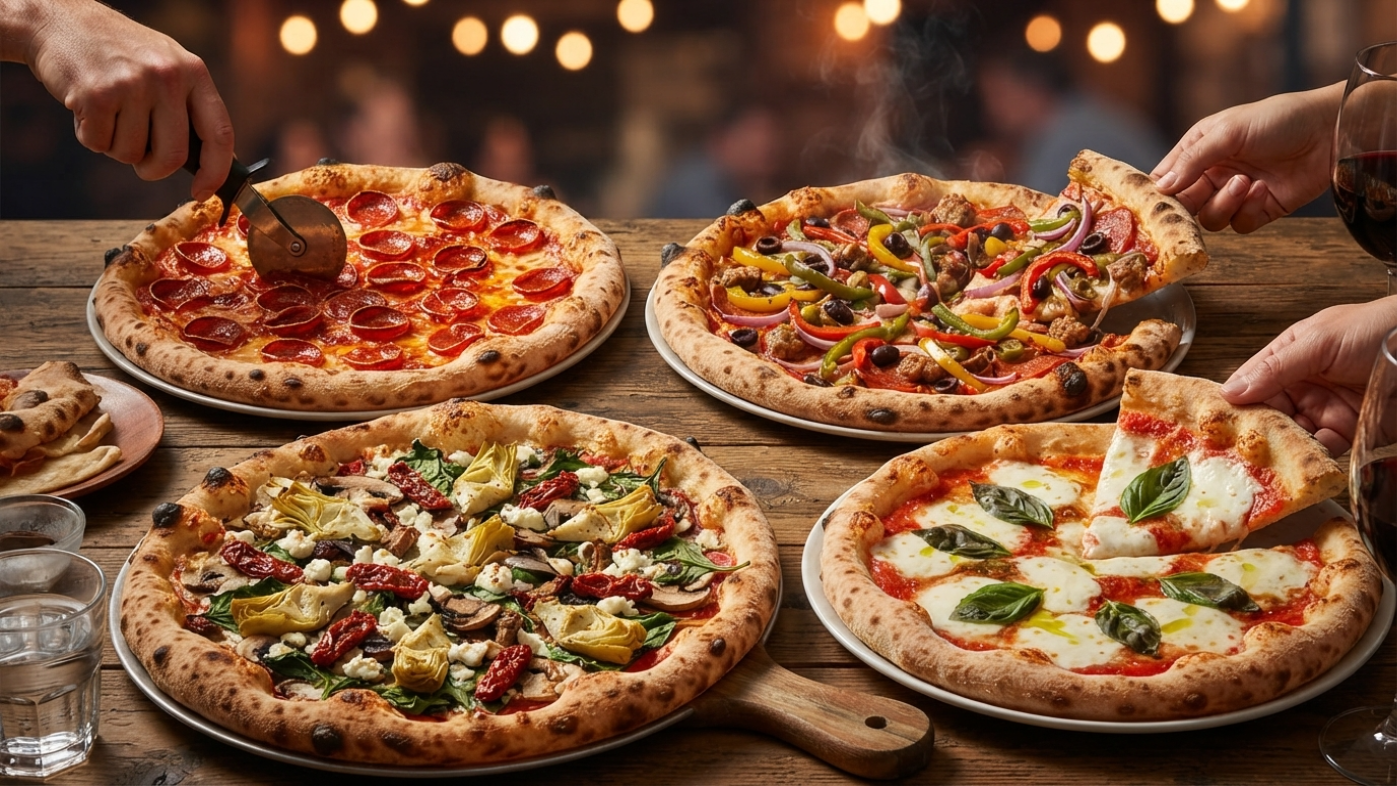 Pizza Menu with popular toppings for groups