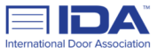 International Door Association logo with blue door icon and text on white background