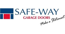 SAFE-WAY Garage Doors logo with blue and red icon and “Make a Statement” tagline