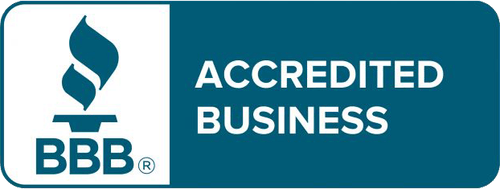 BBB Accredited Business logo: blue flame and text