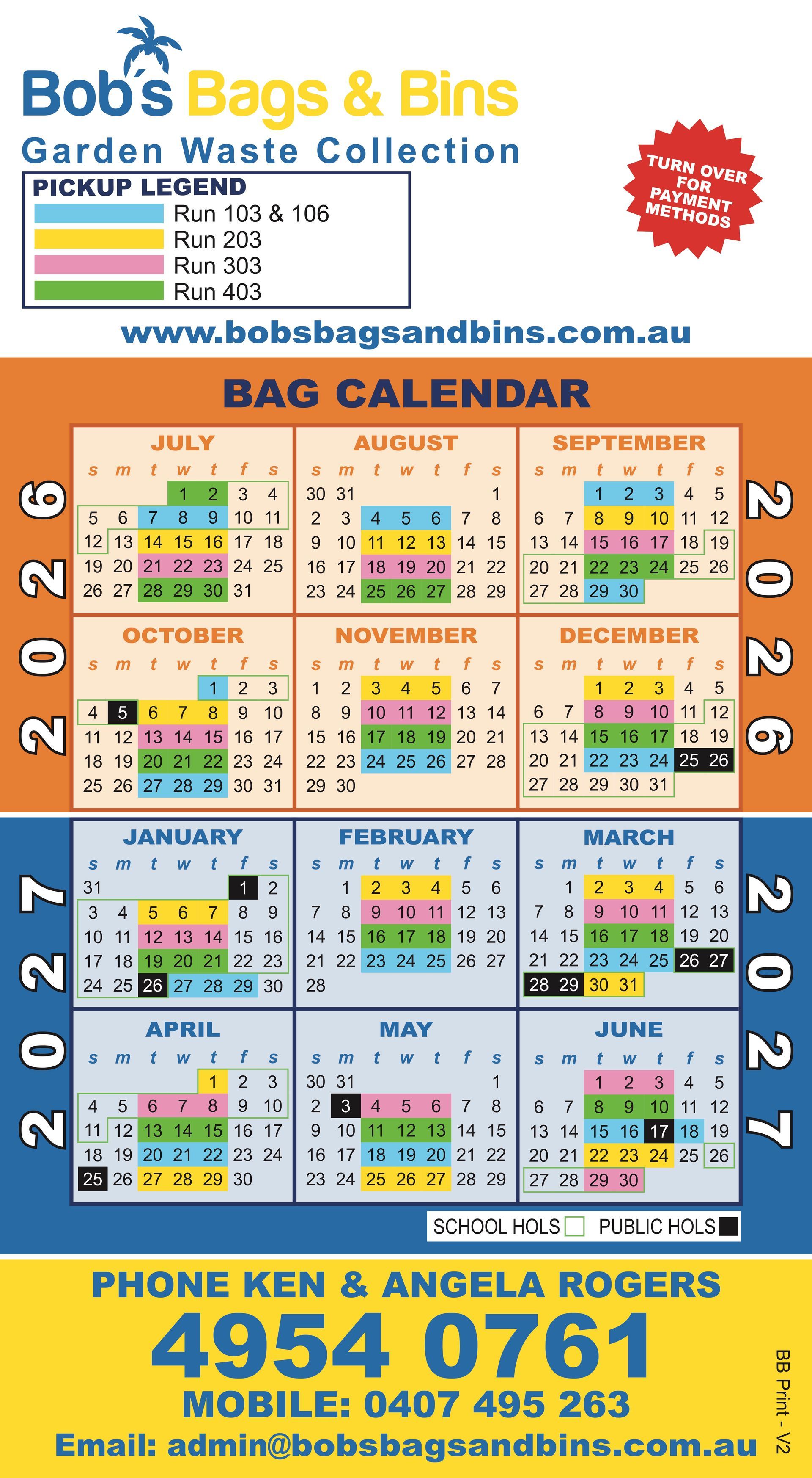 Calendar 4 — Bobs Bags & Bins in Mackay, QLD
