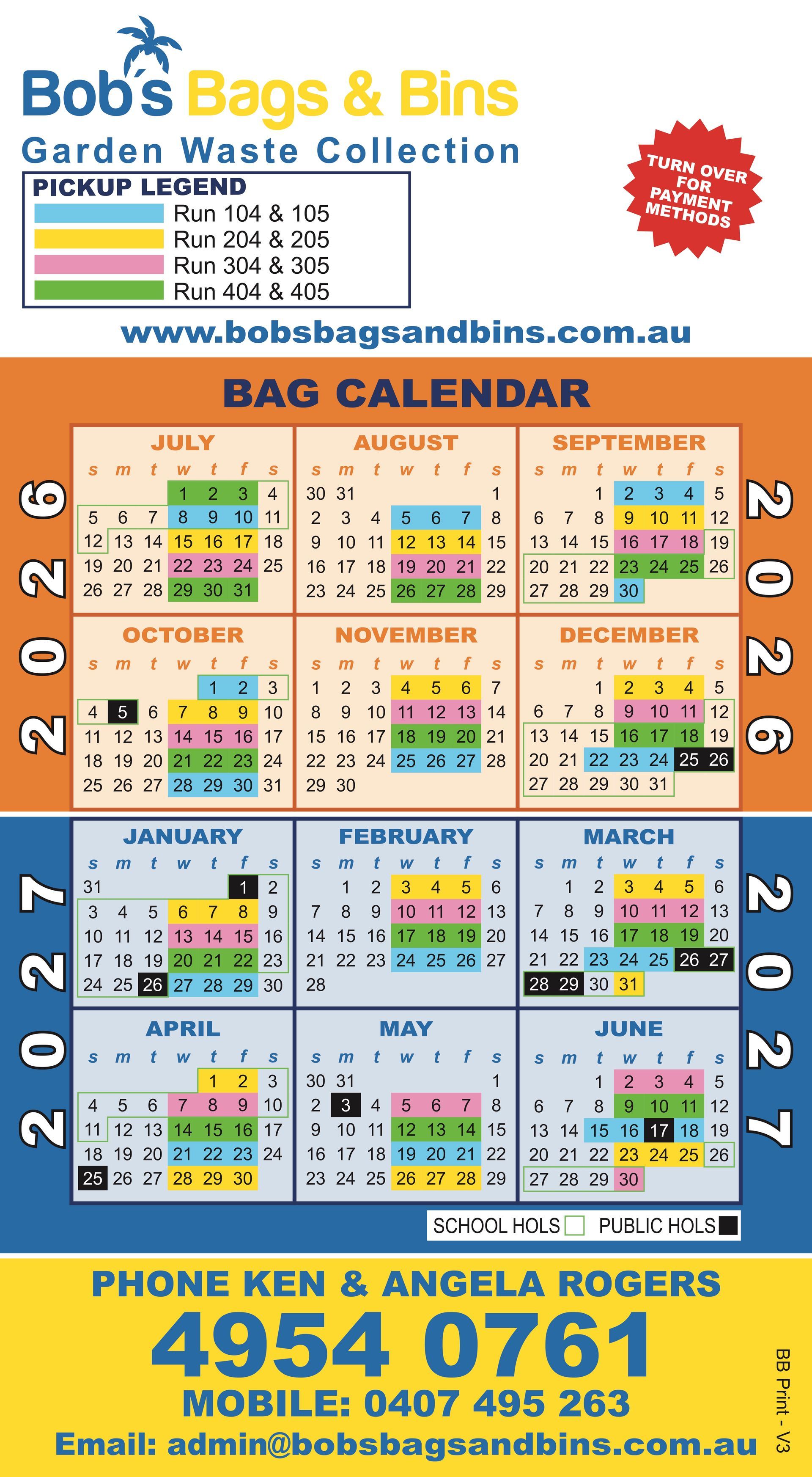 Calendar 5 — Bobs Bags & Bins in Mackay, QLD