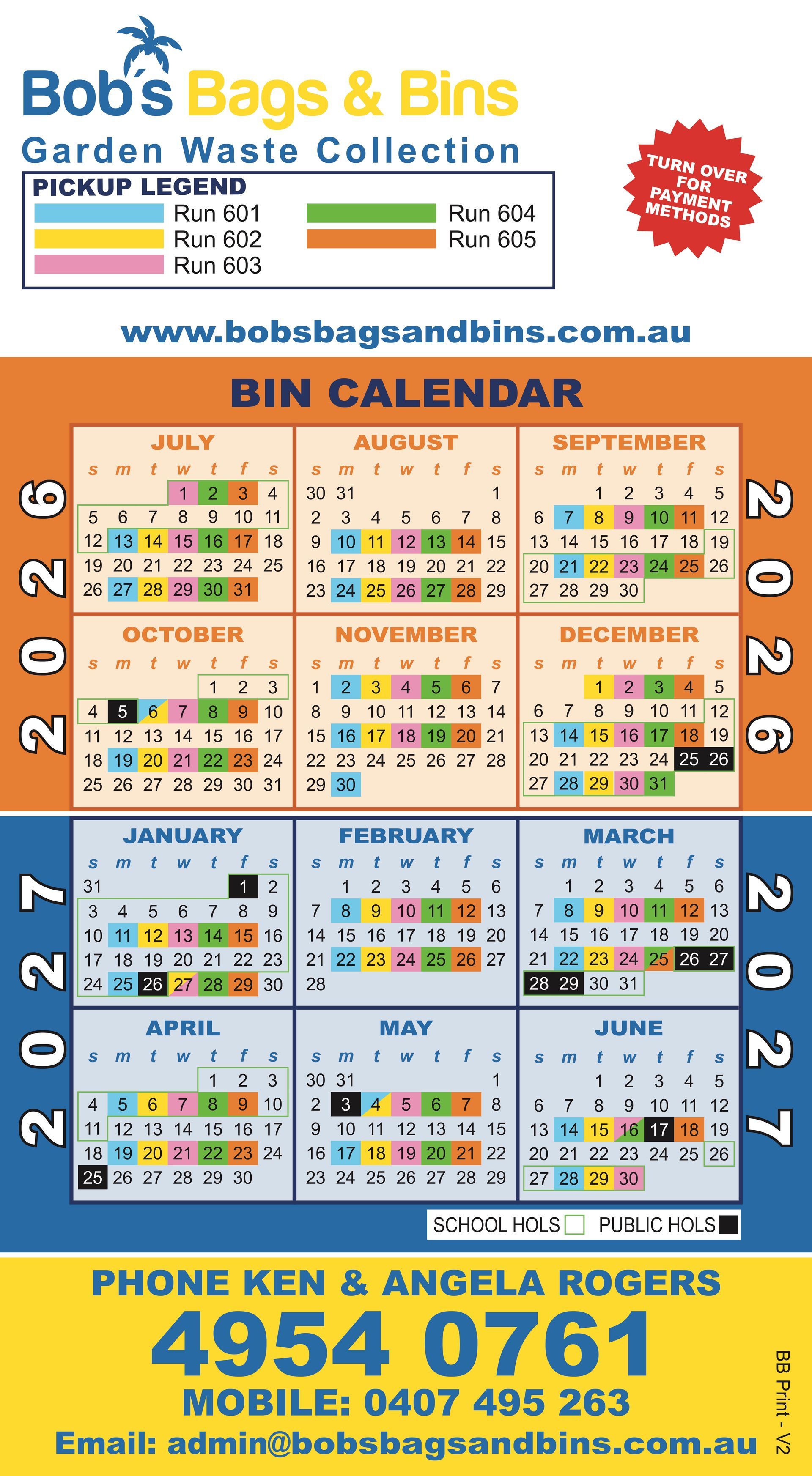 Calendar 2 — Bobs Bags & Bins in Mackay, QLD