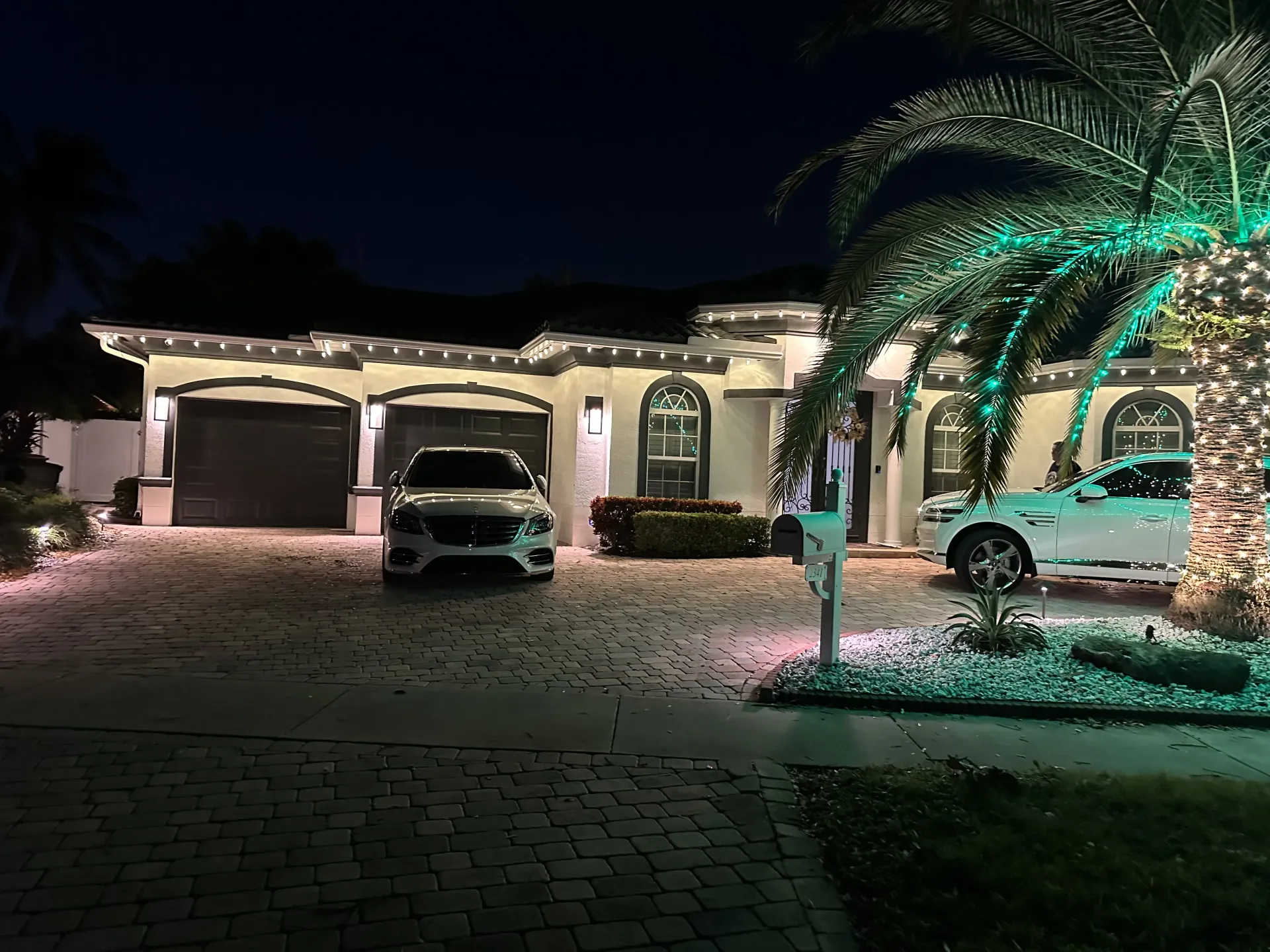 Holiday light install for residential homes in South Florida.