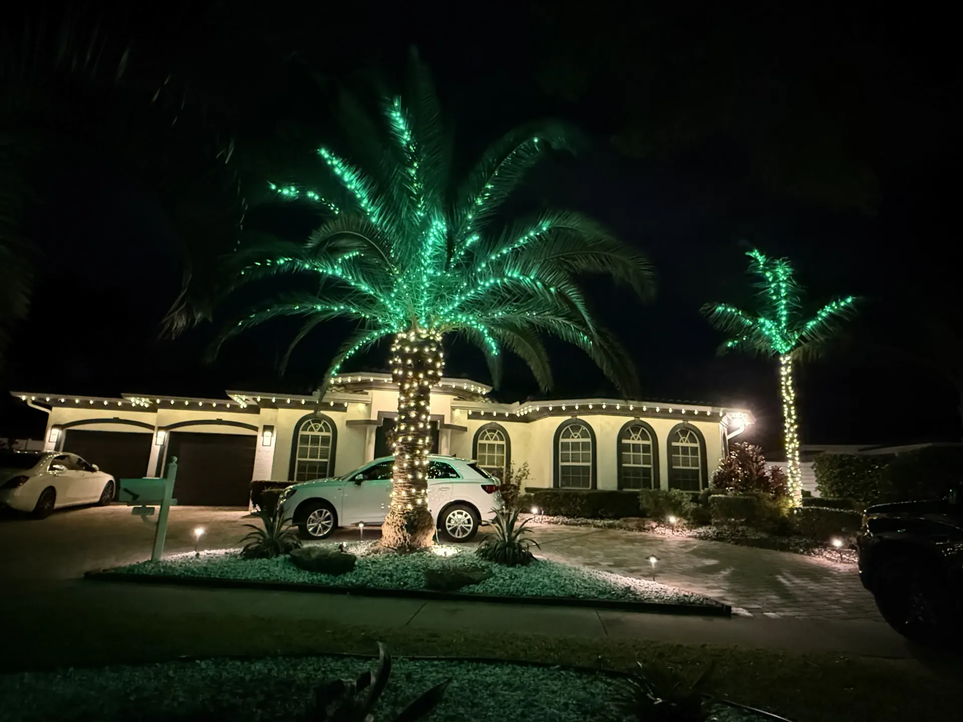 Professional Christmas light installation for single-family home in South Florida 