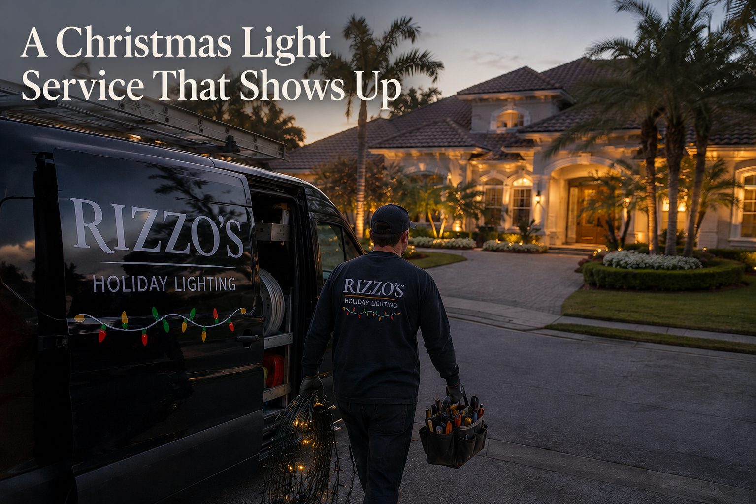 rizzos srvices showing  up at a house for installation 
