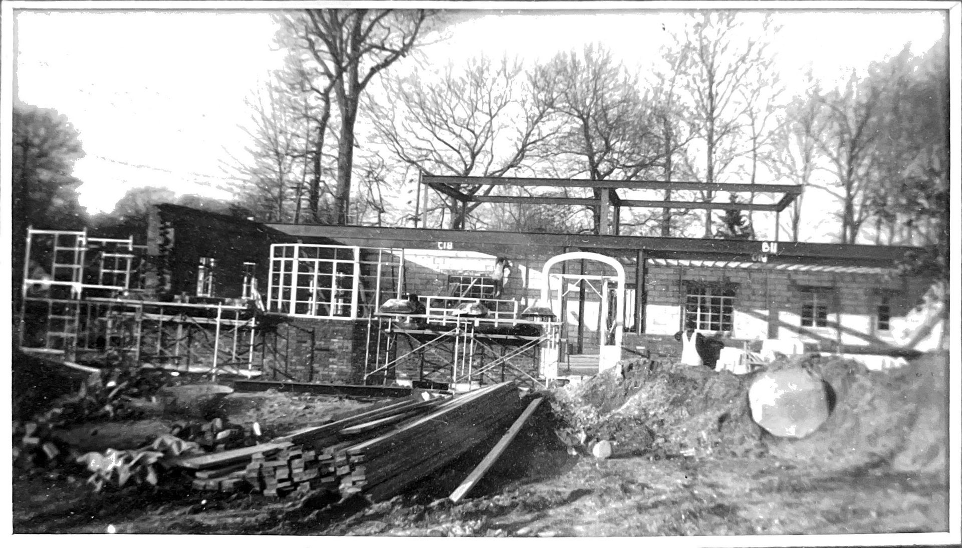 Whitting Funeral Home History. Image of Whitting Funeral Home being built in the late 1950s in Glen Head, Long Island NY. Long Island Funeral Home.