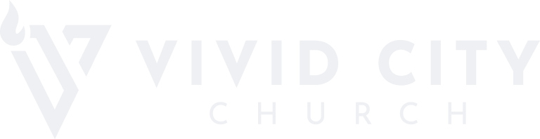 Vivid City Church logo in light gray on a white background