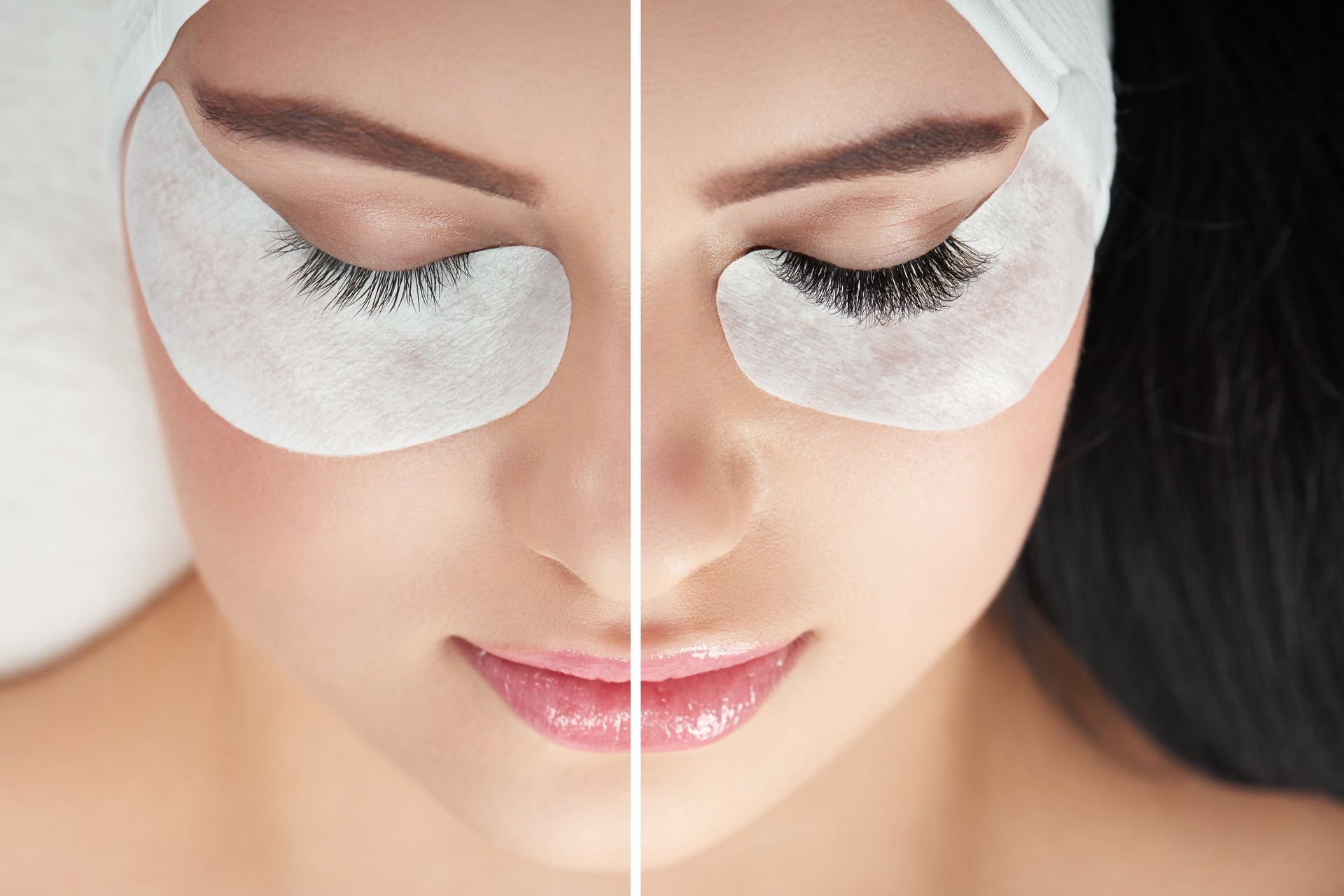 woman getting eyelash extensions