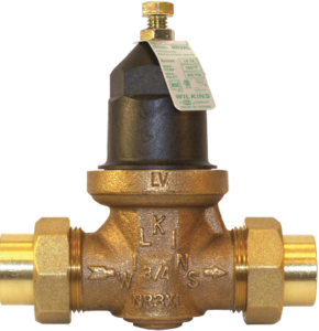 A brass valve that says lv on it