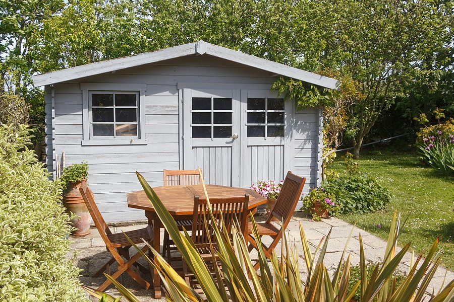 newly installed shed in the yard