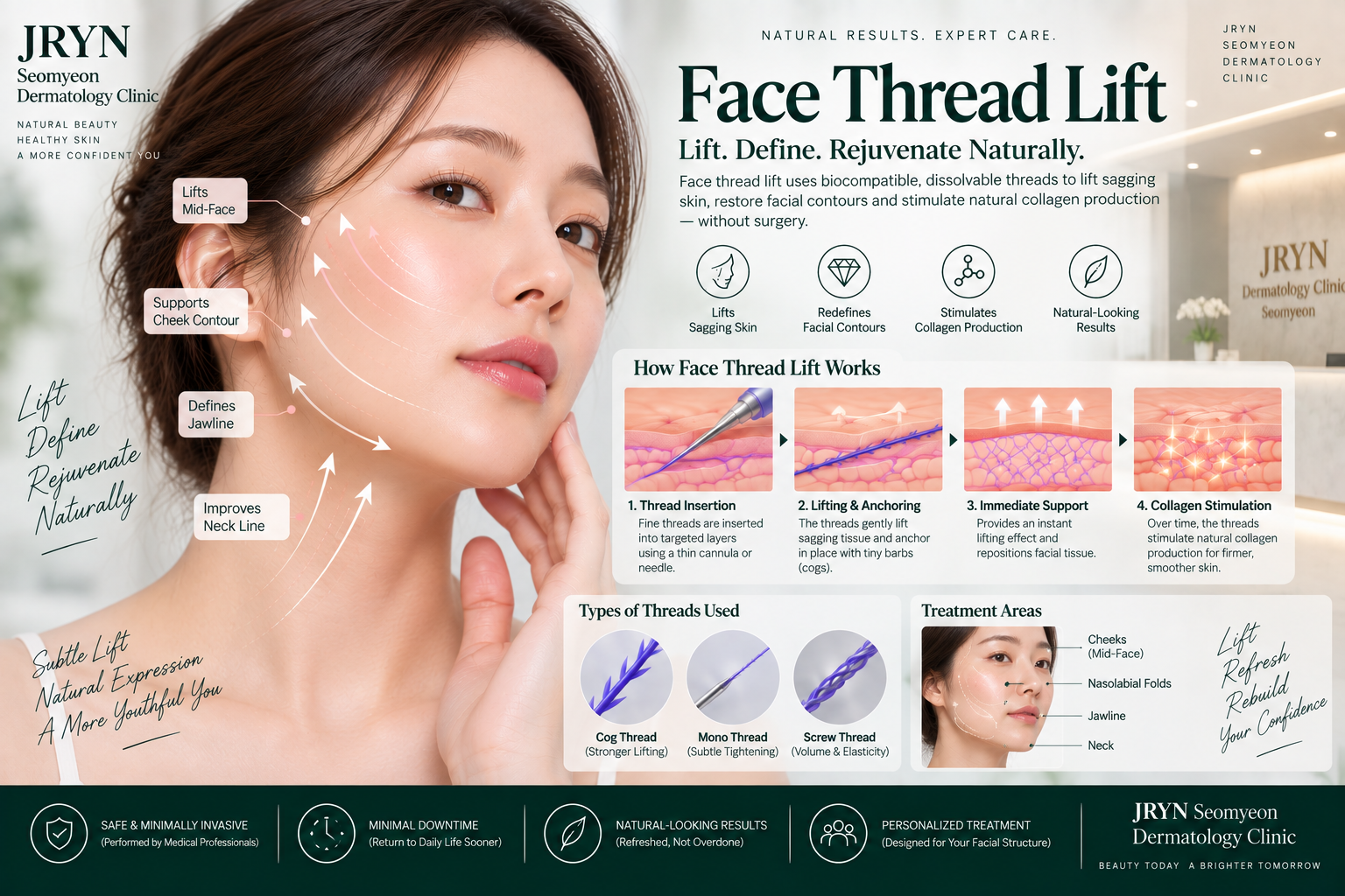 Face thread lift procedure at JRYN Seomyeon Dermatology Clinic