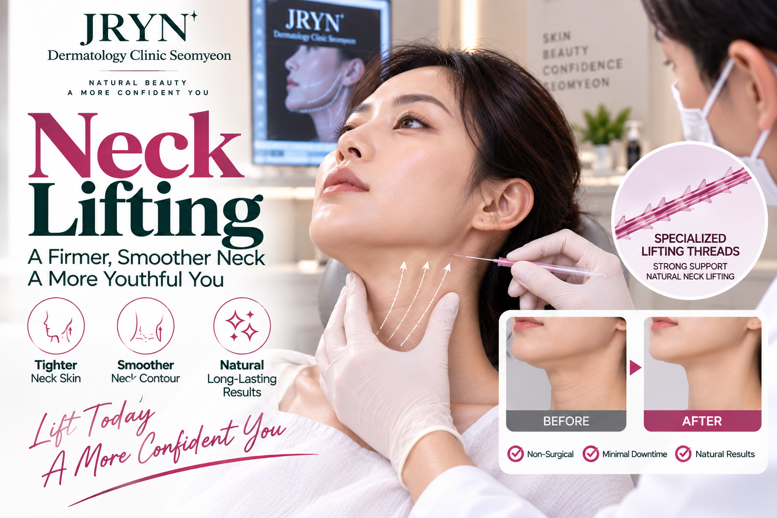 Neck Lifting treatment concept and neck contour refinement at JRYN Seomyeon Dermatology Clinic Busan