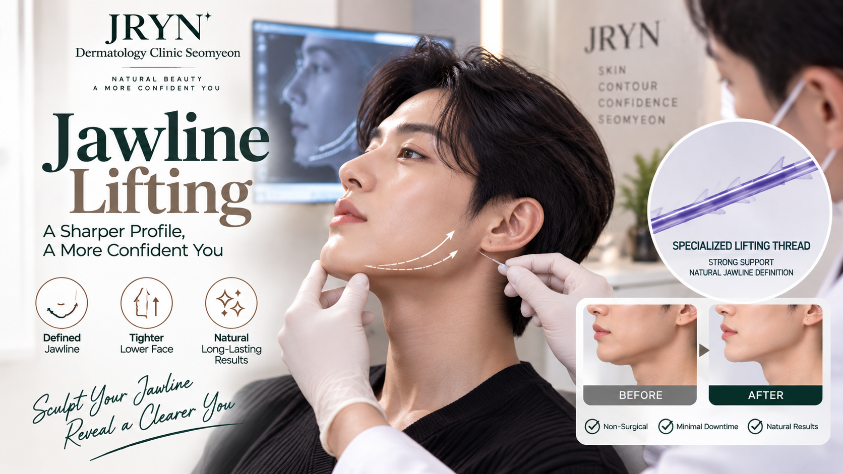 Jawline Lifting procedure and facial contour care at JRYN Seomyeon Dermatology Clinic Busan