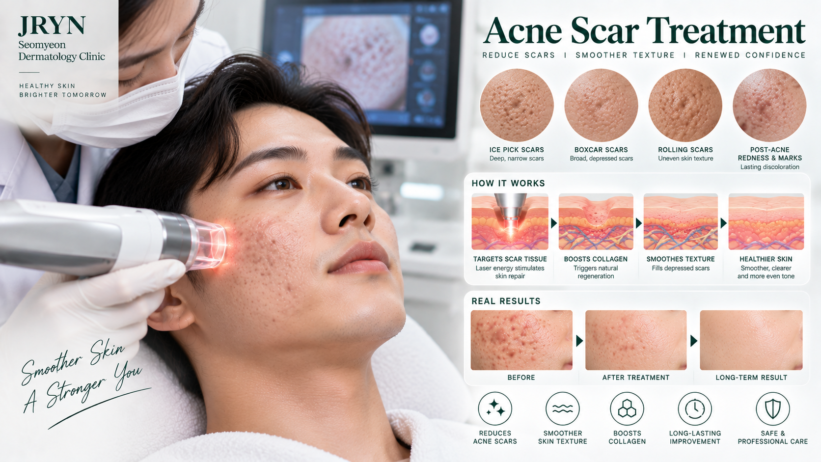 Acne scar treatment clinic in Busan at JRYN Seomyeon Dermatology Clinic