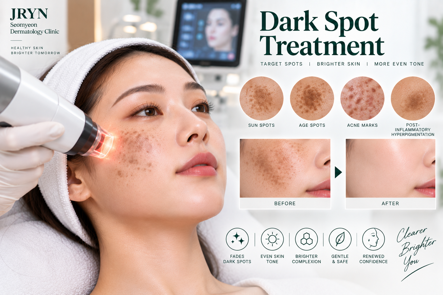 Dark spot treatment clinic in Busan at JRYN Seomyeon Dermatology Clinic