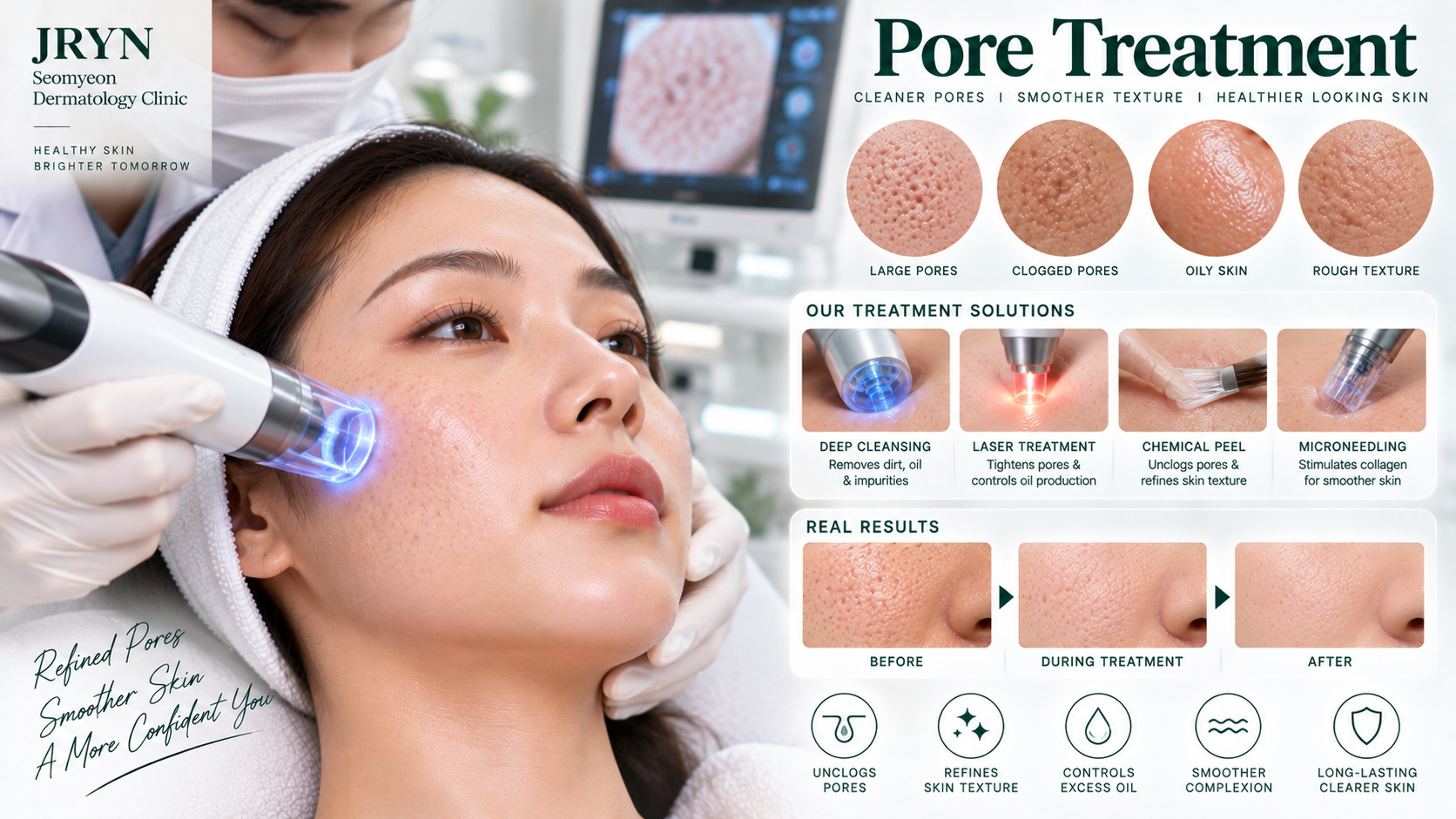 Pore treatment clinic in Busan at JRYN Seomyeon Dermatology Clinic
