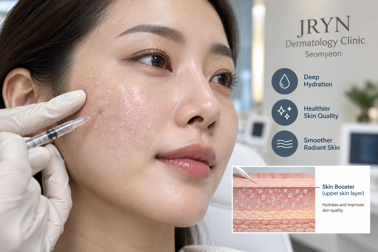 Skin booster injection treatment for skin quality at JRYN Seomyeon Dermatology Clinic