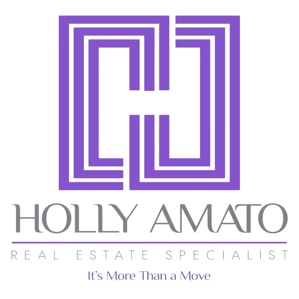 Purple geometric Holly Amato Real Estate Specialist logo with “It’s More Than a Move” tagline