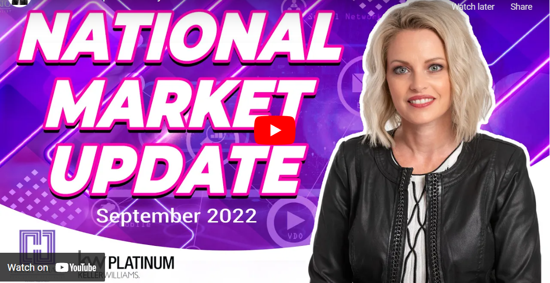 National Market Update title card with a smiling host on a purple background, September 2022