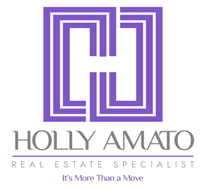 Purple geometric Holly Amato Real Estate Specialist logo with the tagline “It’s More Than a Move.”