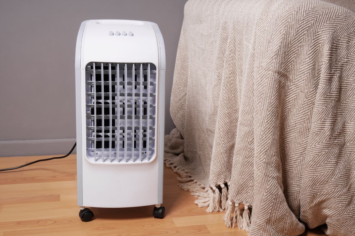 White Evaporative Cooler on Wheels — MAE Refrigeration In Gordonvale, QLD