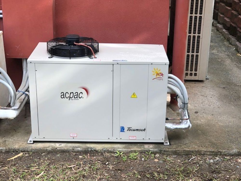 White Ac Unit with Black Fan, Branded