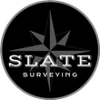 The logo for slate surveying has a compass on it.
