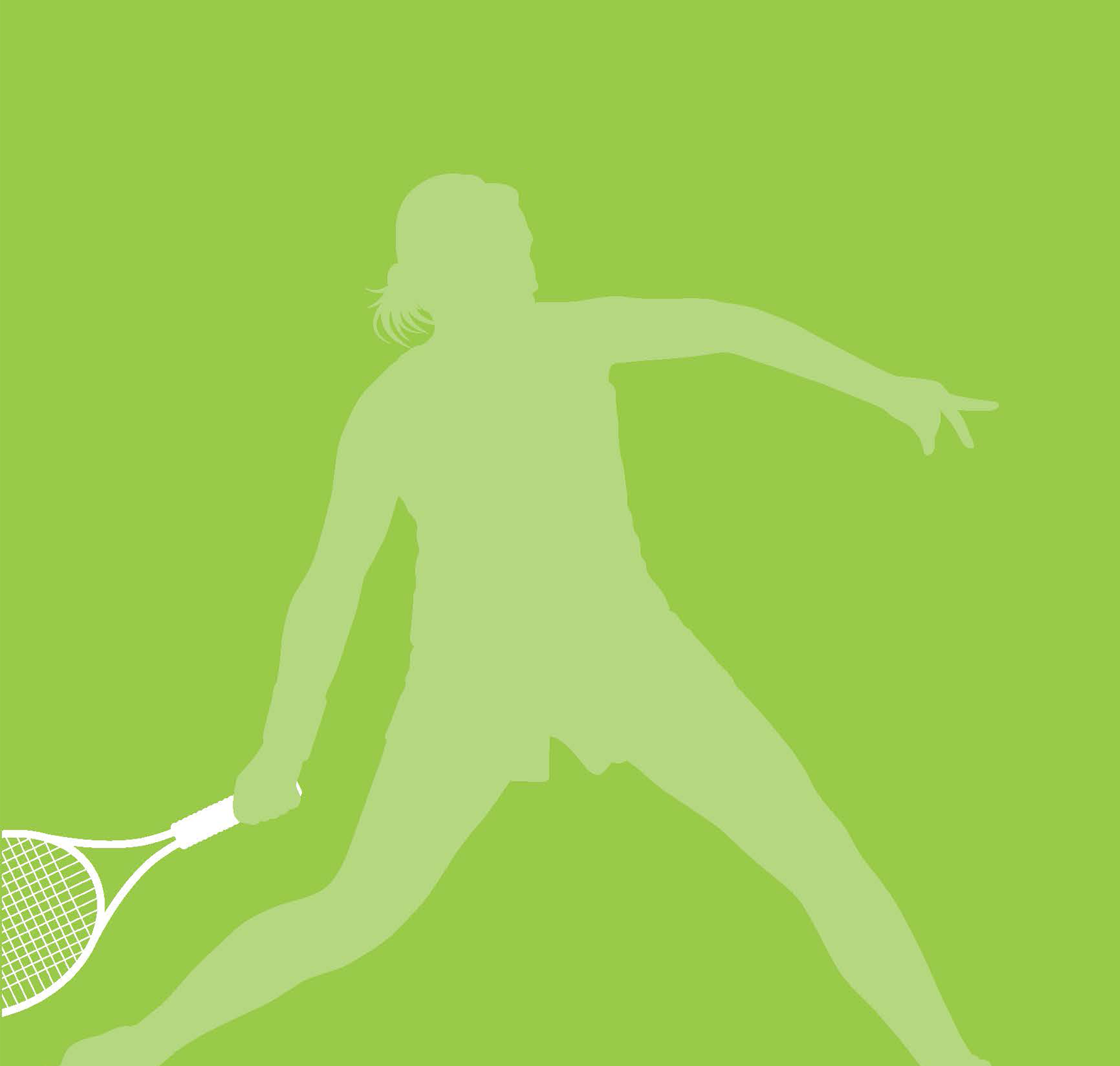 Green tennis player silhouette with racket and “Team composition” text on a lime background