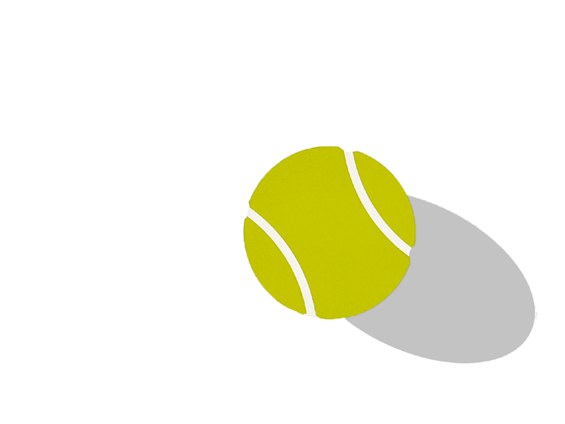 Yellow tennis ball with a gray shadow on a dark background