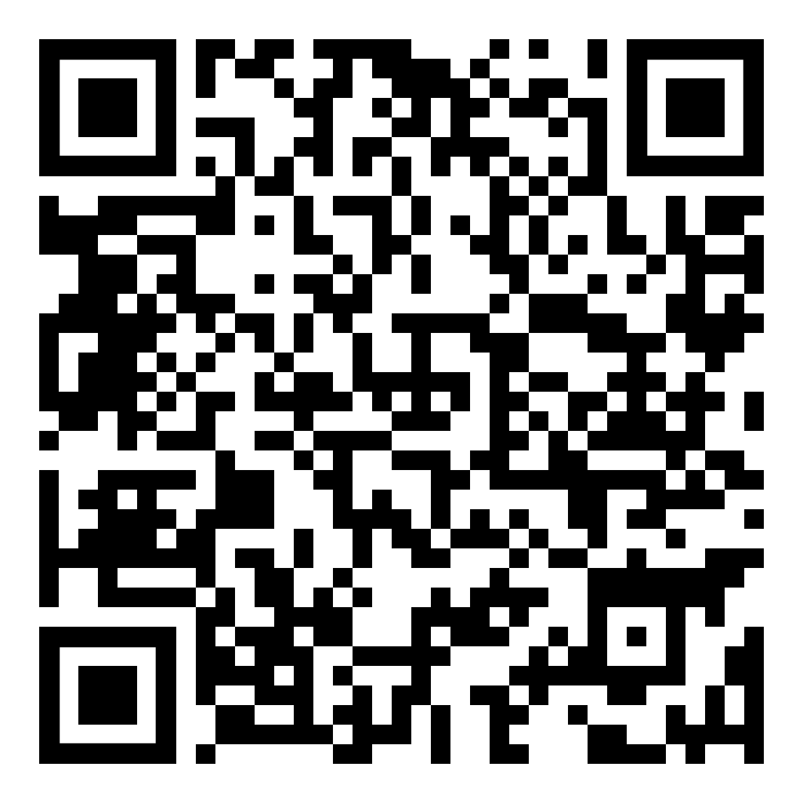 Black-and-white QR code with a central dot pattern