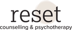 A logo for a company called reset counselling and psychotherapy in barrie.