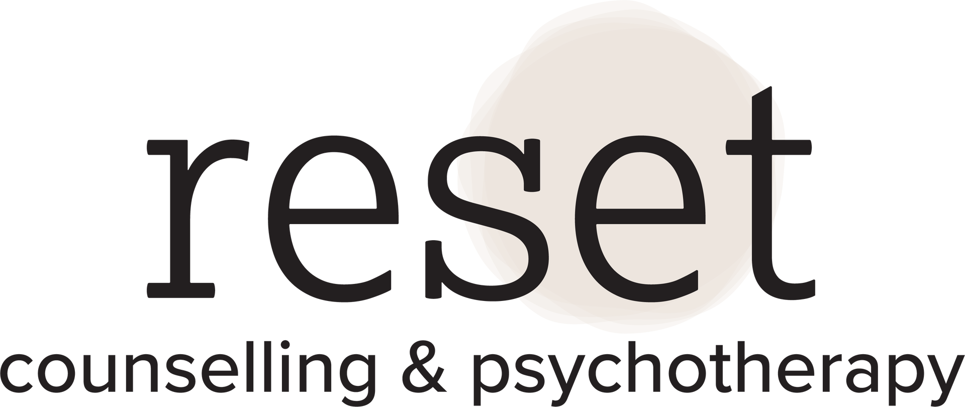 A logo for a company called reset counseling and psychotherapy in barrie.