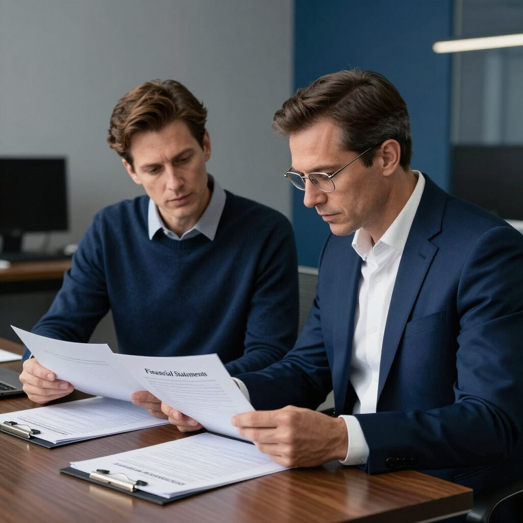Tax preparer and client reviewing documents