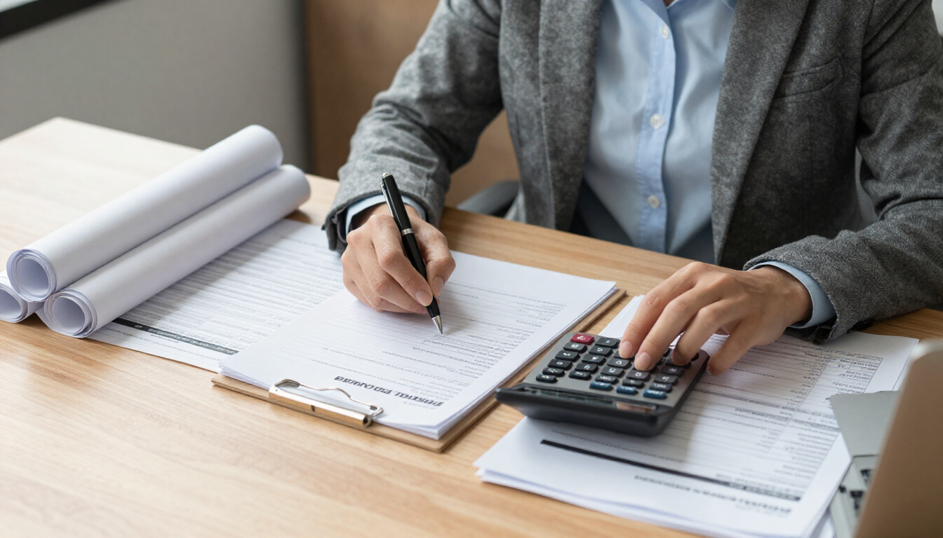 Tax professional reviewing rental property expenses and depreciation schedules