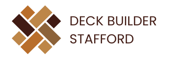 Deck Builder Stafford logo with brown and tan geometric icon and text