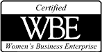 A black and white logo for a certified women 's business enterprise.