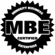 A black and white logo for a minority business certified enterprise.