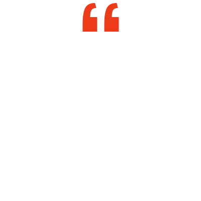 A pair of red quotation marks on a white background.