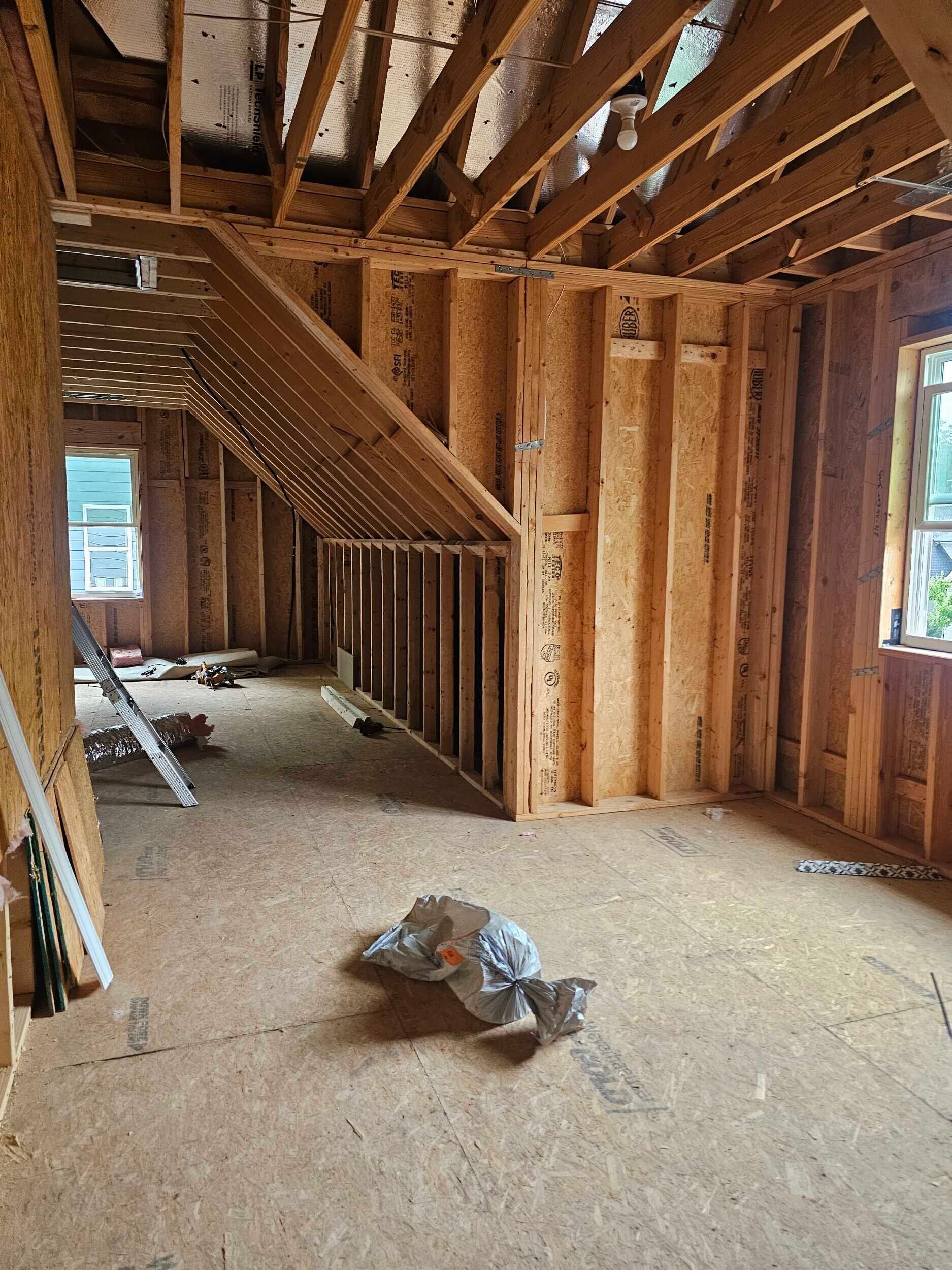 A set of stairs that are being built in a building.