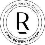 The logo for holistic health clinic rose bowen therapy has a letter r in a circle.