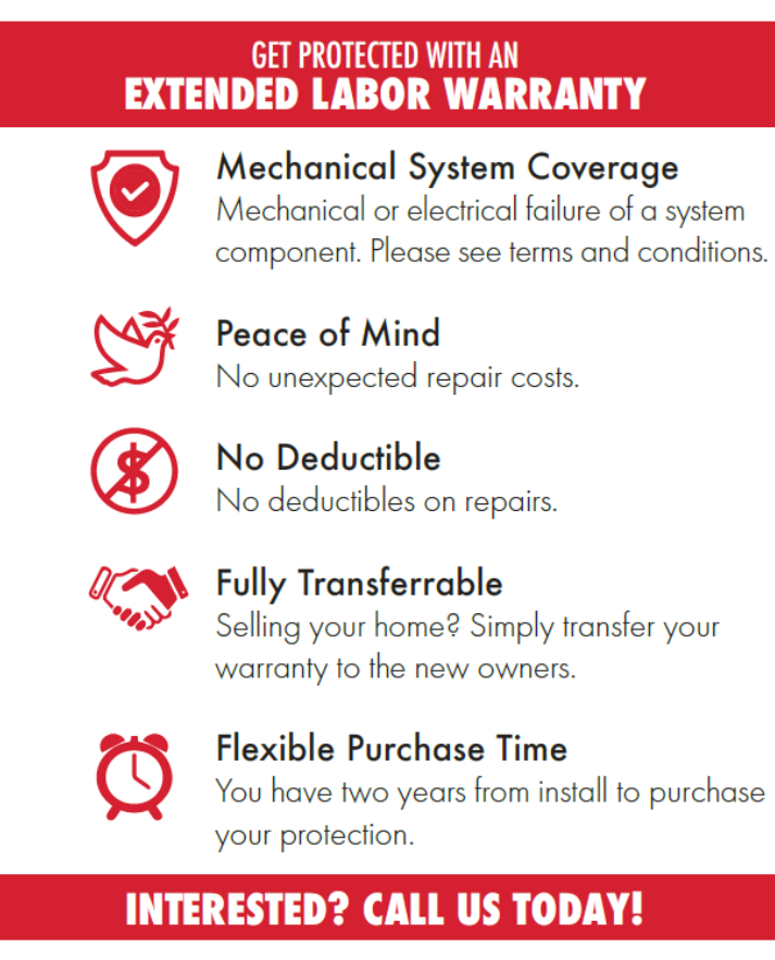 A poster that says get protected with an extended labor warranty