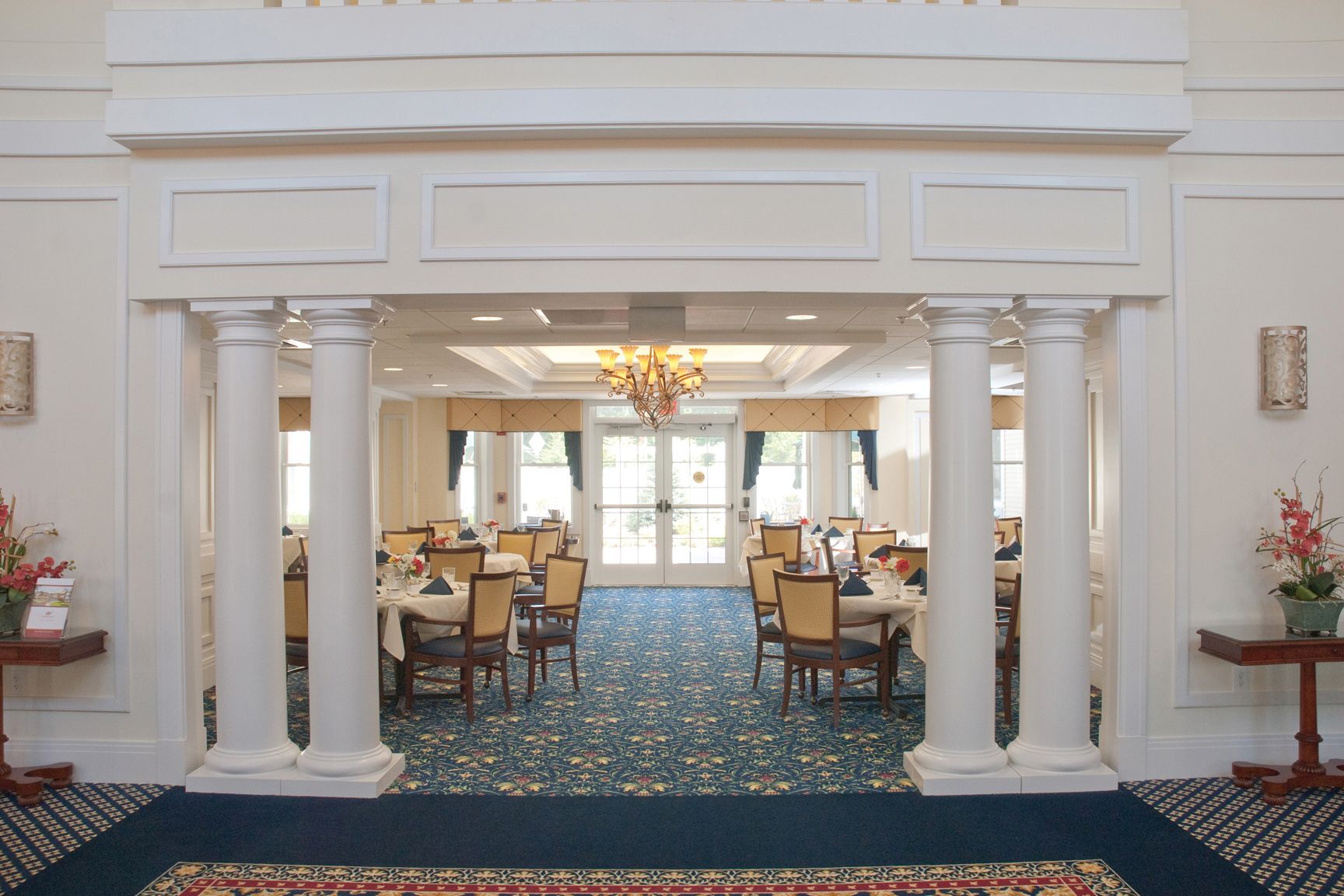 The dining room entry with columns