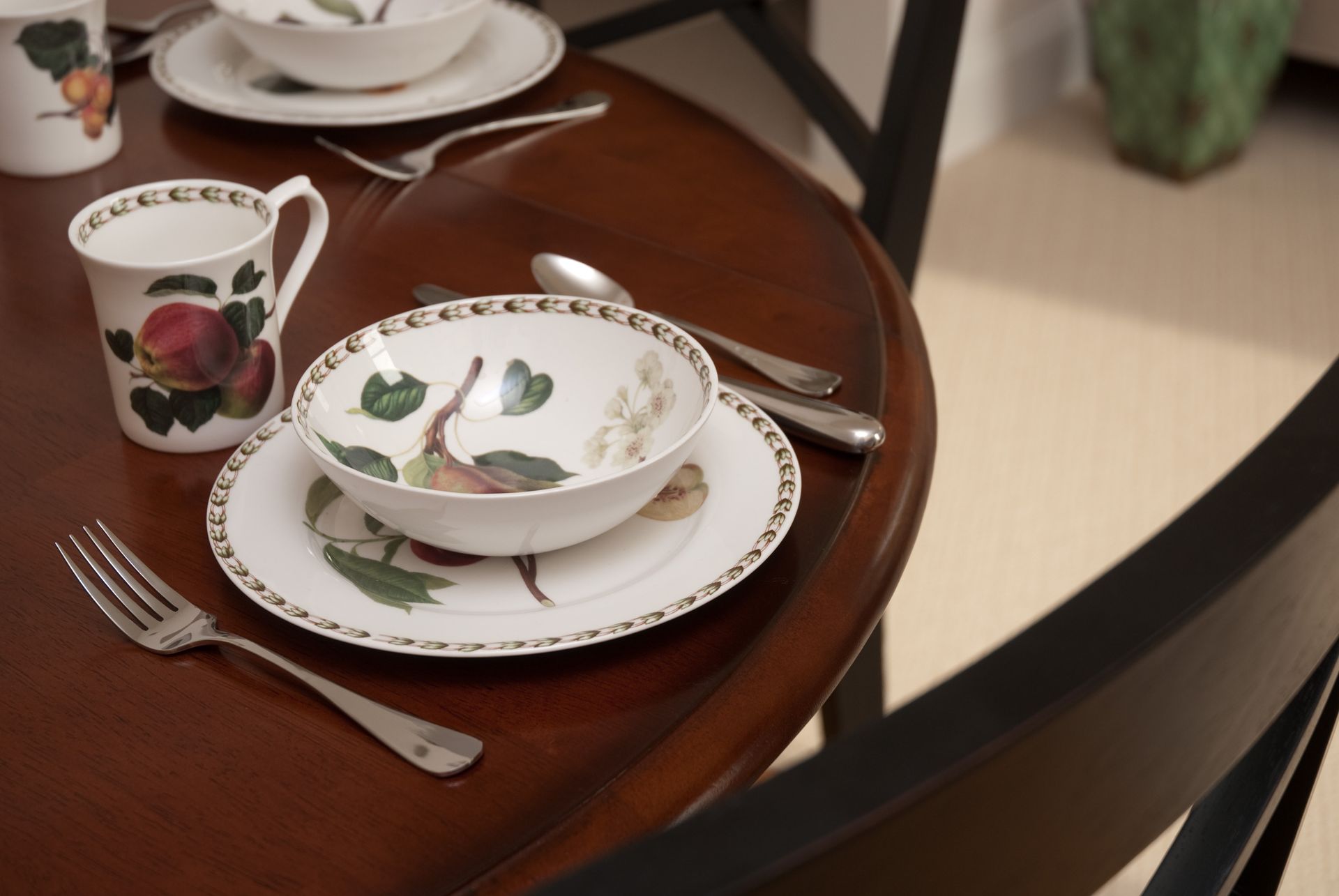 A breakfast table setting